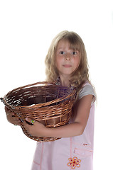 Image showing Little girl playing with basket