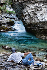 Image showing Photographer by Falls