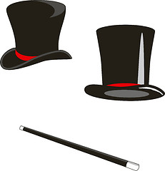 Image showing Magic hats and cane