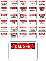 Image showing Red vector danger signs