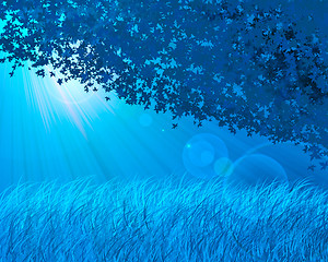 Image showing Abstract blue forest background