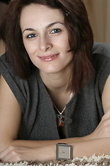 Image showing Woman with green eyes