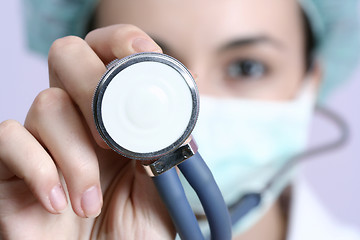 Image showing Young doctor with stethoscope.