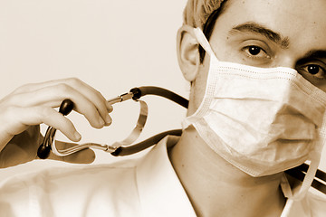 Image showing Young doctor with stethoscope.