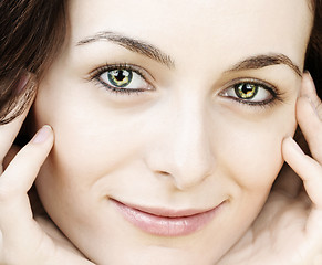 Image showing Woman with green eyes