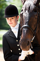 Image showing Horseback riding girl