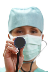 Image showing Female doctor with stethoscope