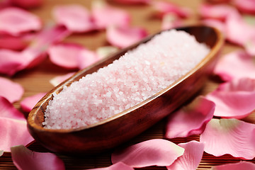 Image showing bath salt with rose