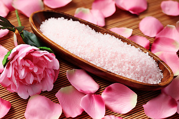 Image showing bath salt with rose