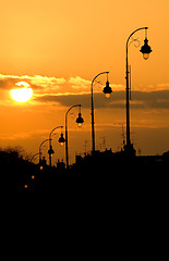 Image showing Lamp post at sunset