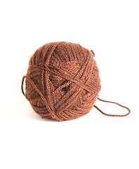 Image showing Ball of brown wool thread for knitting isolated 
