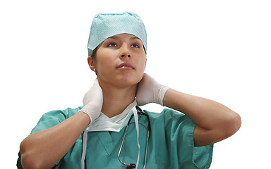 Image showing Tired female doctor