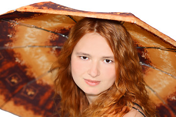 Image showing Girl under umbrella