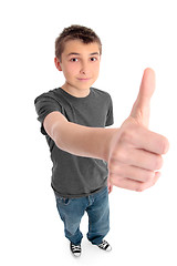 Image showing Boy big hand thunbs up