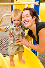 Image showing Cute Baby Boy and Mom