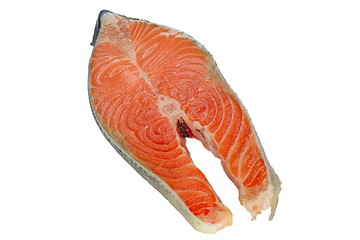 Image showing fresh salmon steak on white background