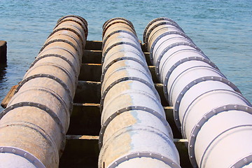 Image showing A closeup of large sewage pipes