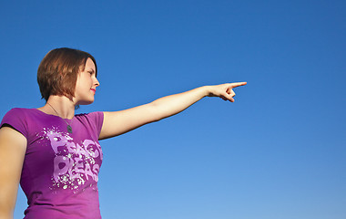 Image showing girl pointing