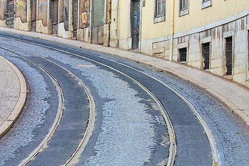 Image showing Tram rails in Lisbon, Portugal