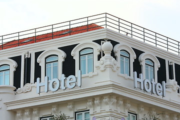 Image showing Hotel Sign and Windows