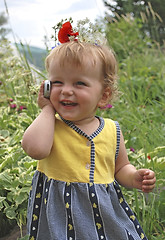 Image showing girl talks  telephone