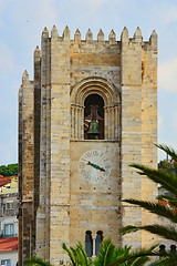 Image showing facade of the cathedral in Lisbon from below
