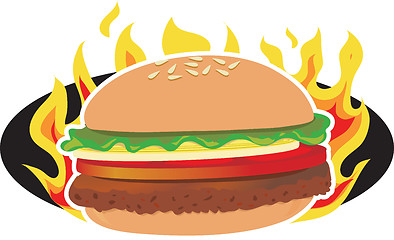 Image showing Flaming Hamburger