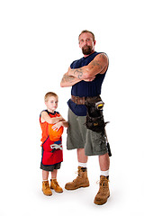 Image showing Father and son ready for construction