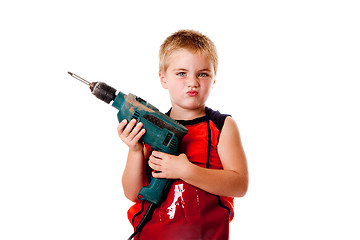 Image showing Boy kid with drill