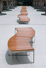 Image showing Empty benches