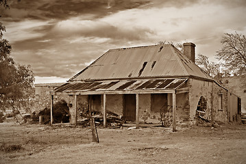 Image showing old farmhouse ruins in sepia