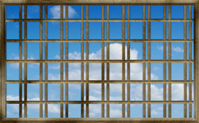 Image showing blue sky through the bars