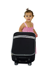 Image showing cute little girl with suitcase