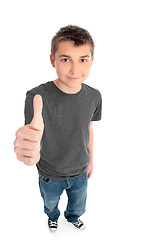 Image showing Boy thumbs up sign