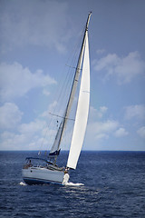 Image showing Sailing boat in the wind