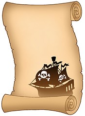 Image showing Scroll with pirate ship silhouette