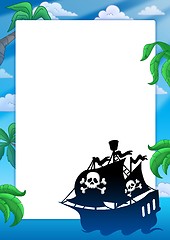Image showing Frame with pirate ship silhouette