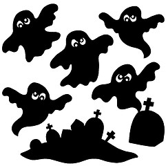 Image showing Scary ghosts silhouettes collection