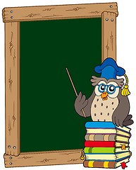 Image showing Board with owl teacher and books