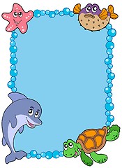 Image showing Frame with sea animals 1