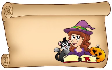 Image showing Scroll with Halloween girl