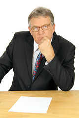 Image showing Pondering Middle Aged Businessman