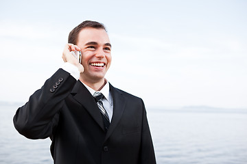 Image showing Caucasian businessman on the phone