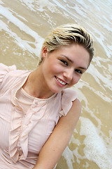 Image showing Blond woman at the beach.