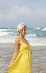 Image showing Blond woman at the beach.