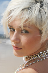 Image showing Blond woman at the beach.