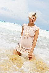 Image showing Blond woman at the beach.