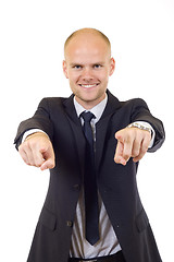 Image showing young businessman pointing to you 