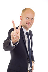 Image showing Very happy successful gesturing businessman