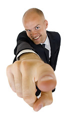 Image showing businessman pointing at camera